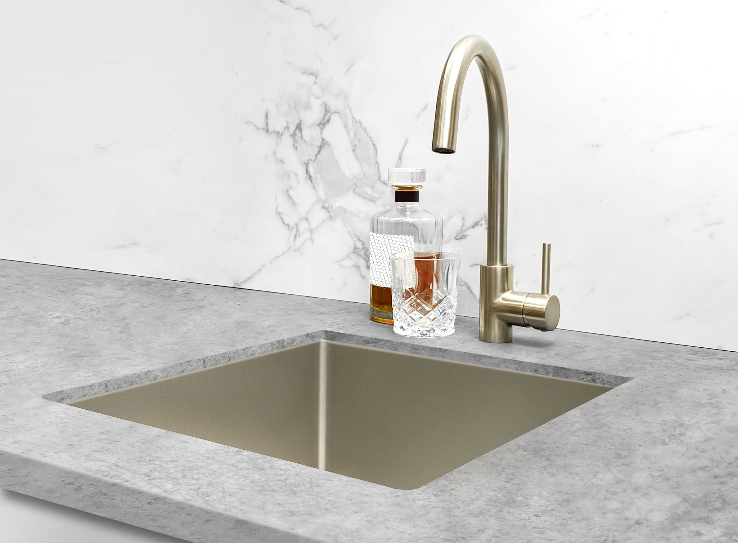 Round Gooseneck Kitchen Mixer Tap - PVD Brushed Nickel thumbnail 8
