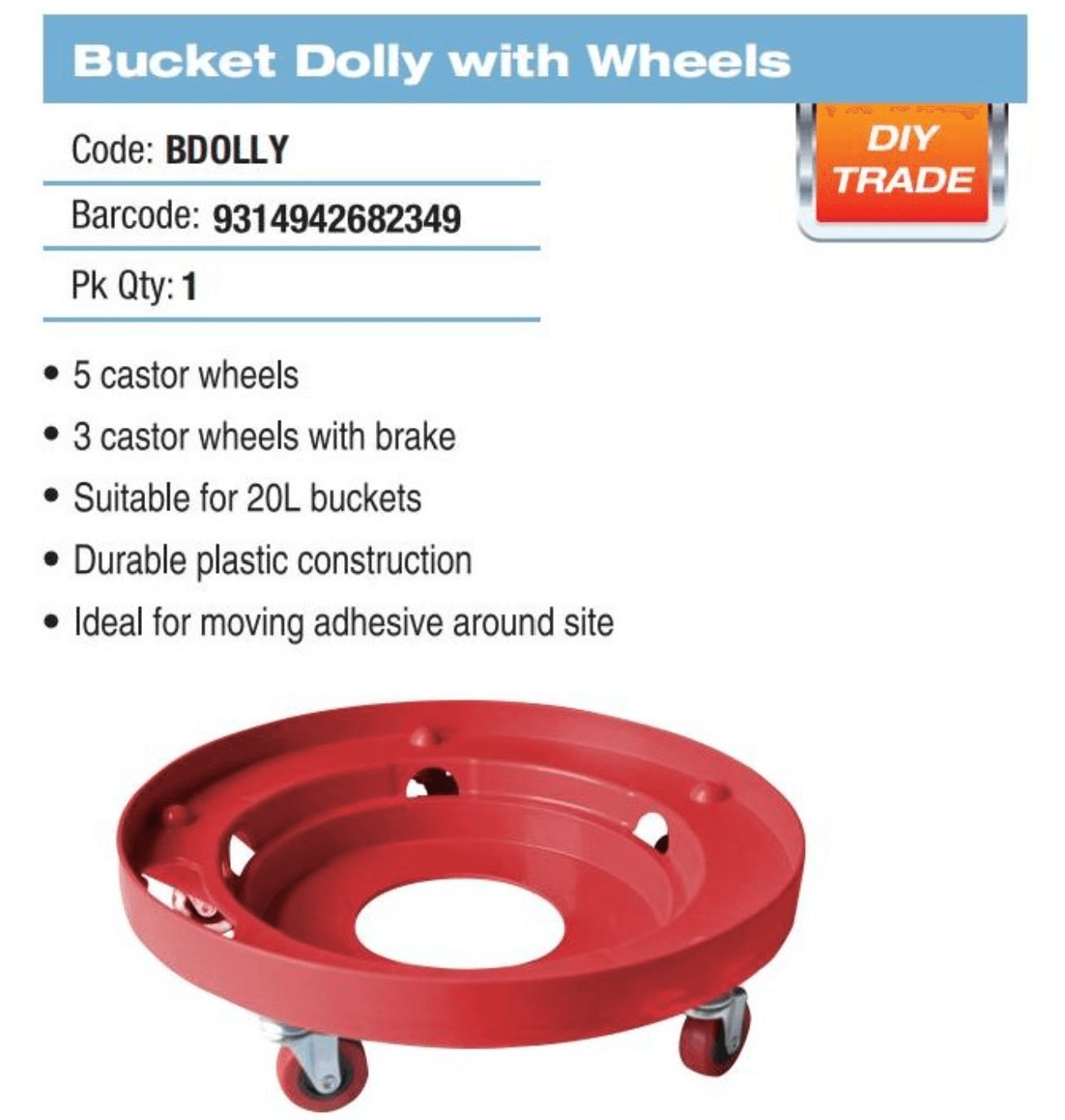 DTA Bucket Dolly with Wheels — view 1