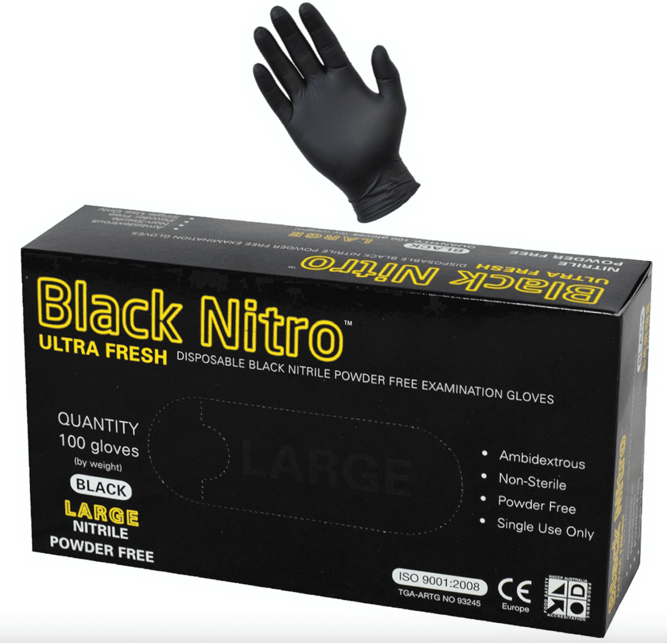 Disposable Gloves Black Nitrile Large — view 1