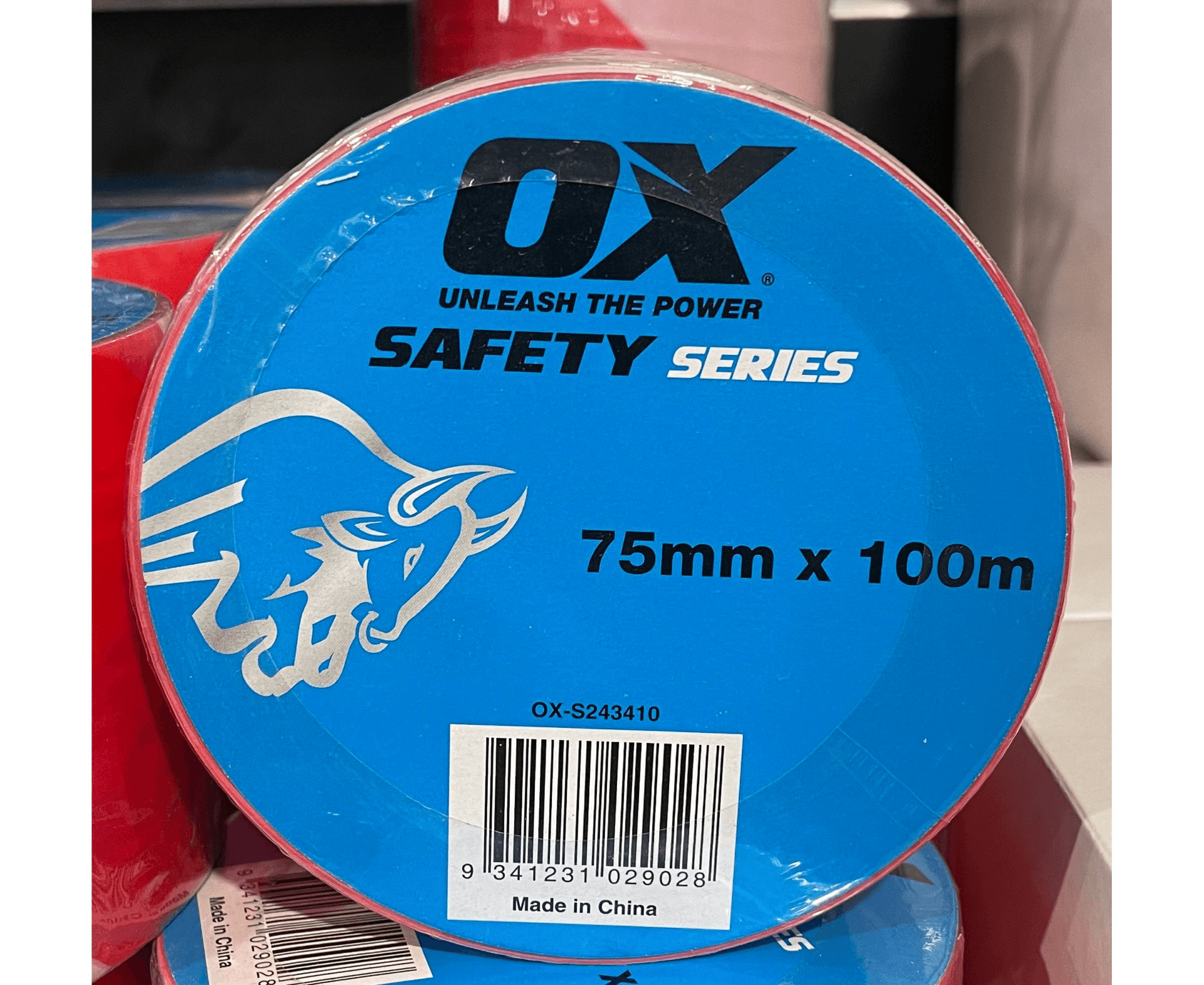 OX 75mmx100mm Red/White Barrier Tape