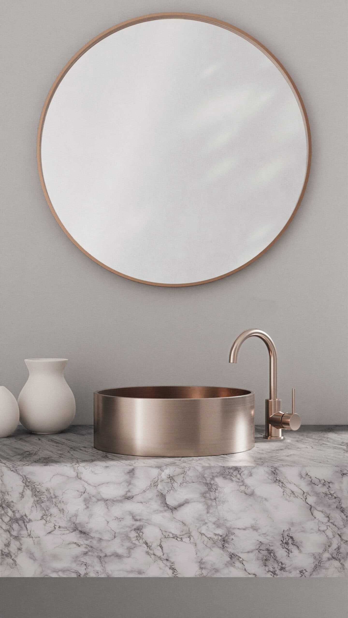 Round Gooseneck Basin Mixer with Cold Start - Champagne thumbnail 5