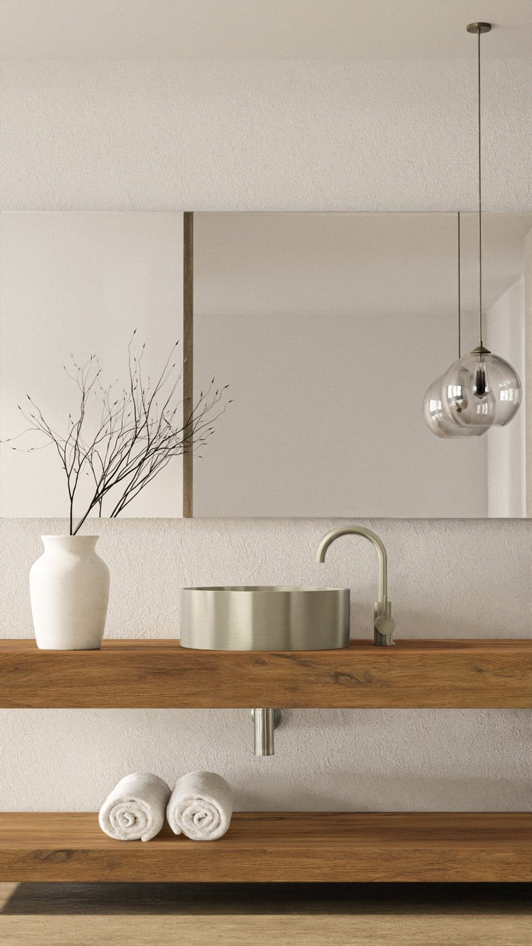 Round Gooseneck Basin Mixer with Cold Start - PVD Brushed Nickel thumbnail 4