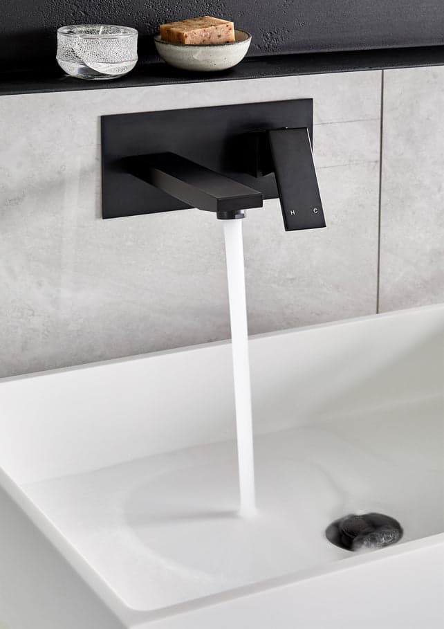 Square Wall Basin Mixer and Spout - Matte Black thumbnail 4