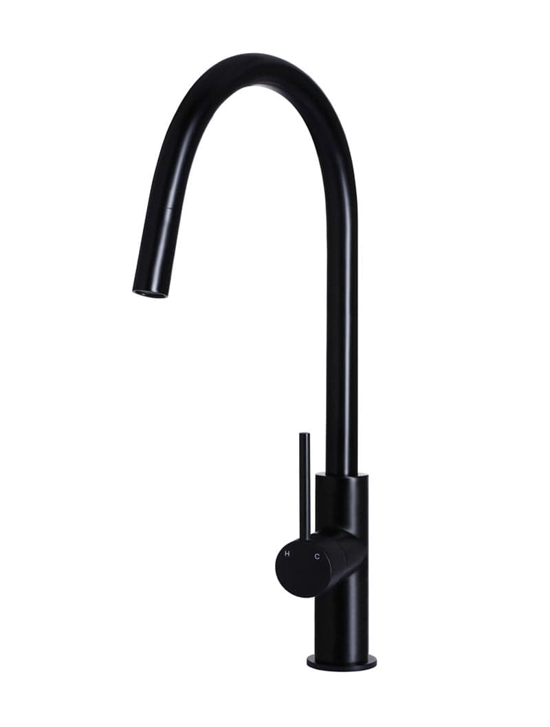 Round Piccola Pull Out Kitchen Mixer Tap - Matte Black — view 1