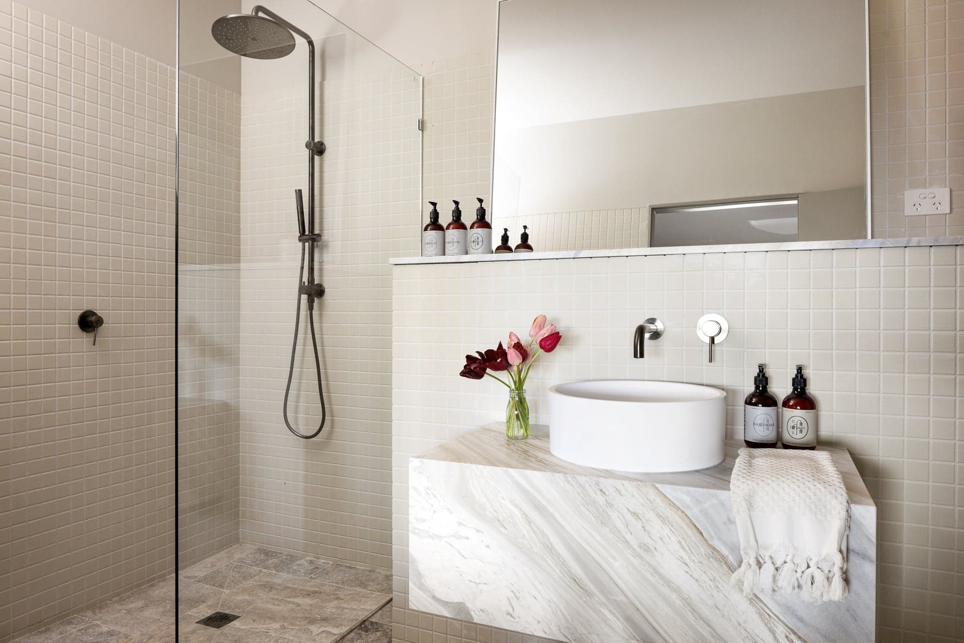 Round Combination Shower Rail, 300mm Rose, Single Function Hand Shower - Shadow Gunmetal thumbnail 6