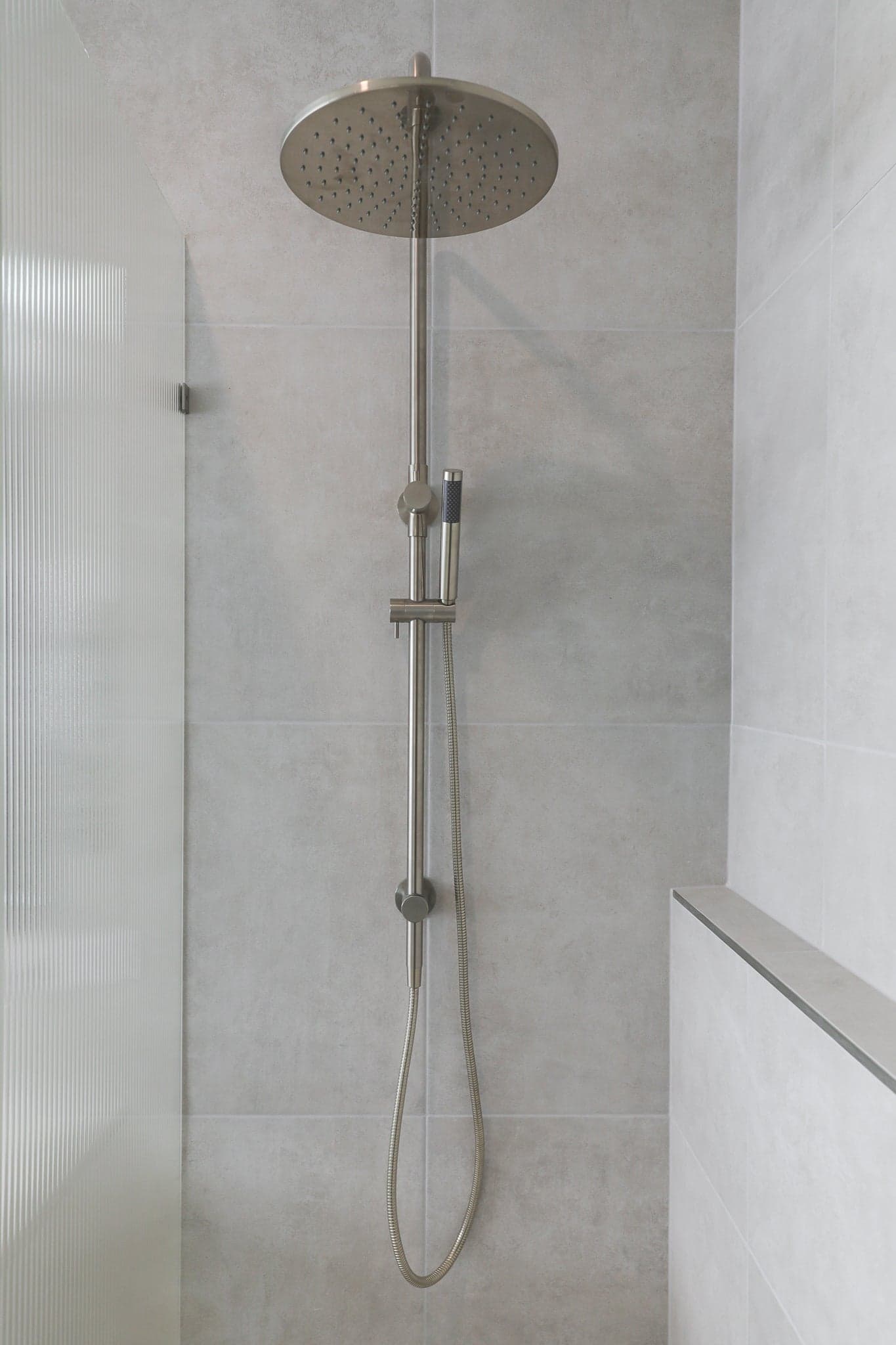 Round Combination Shower Rail, 300mm Rose, Single Function Hand Shower - PVD Brushed Nickel thumbnail 4