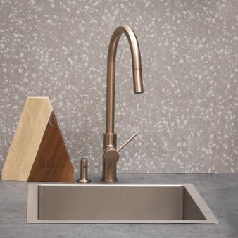 Round Paddle Piccola Pull Out Kitchen Mixer Tap - Champagne thumbnail 6
