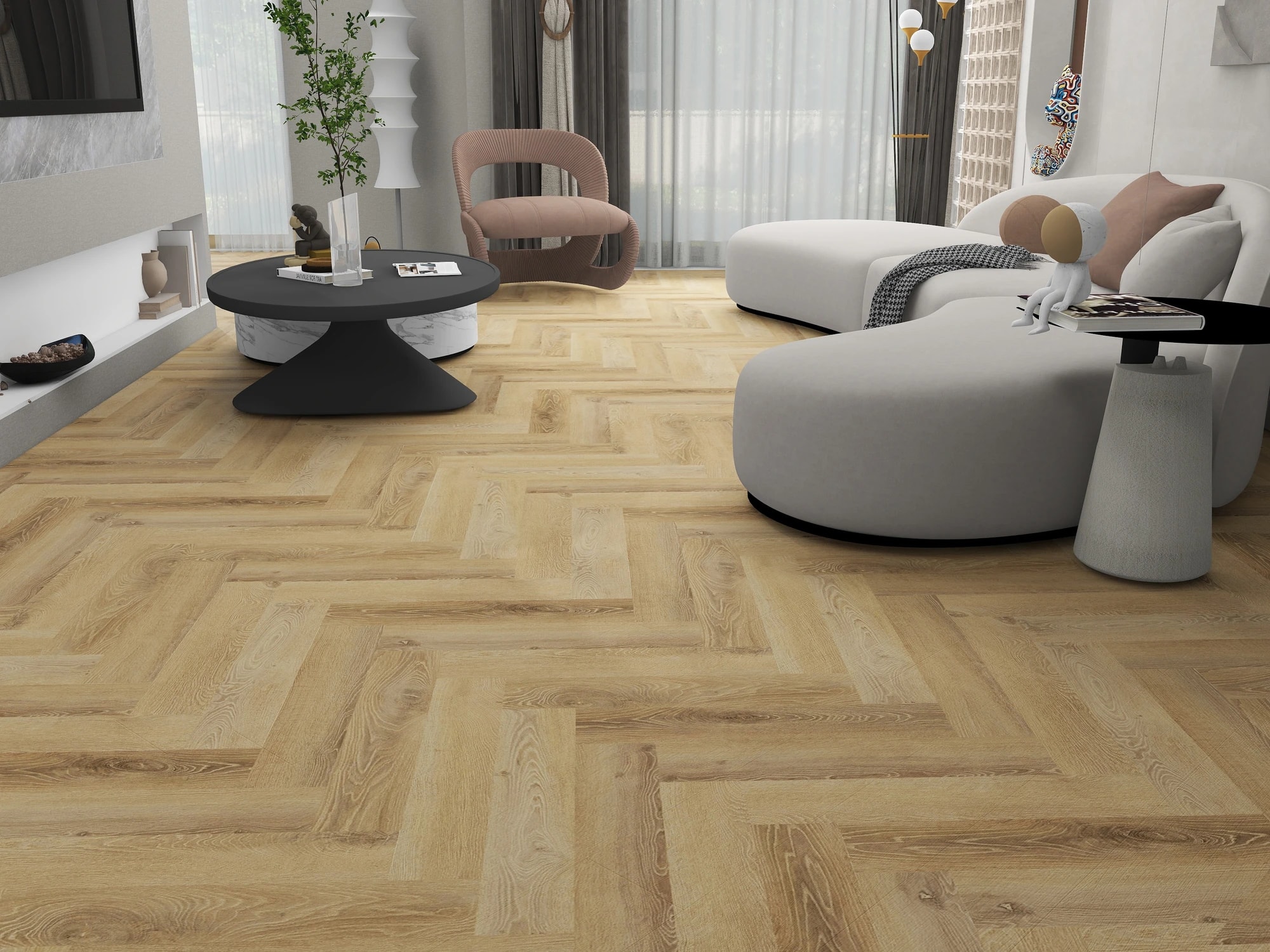 Herringbone Honey Hybrid Flooring