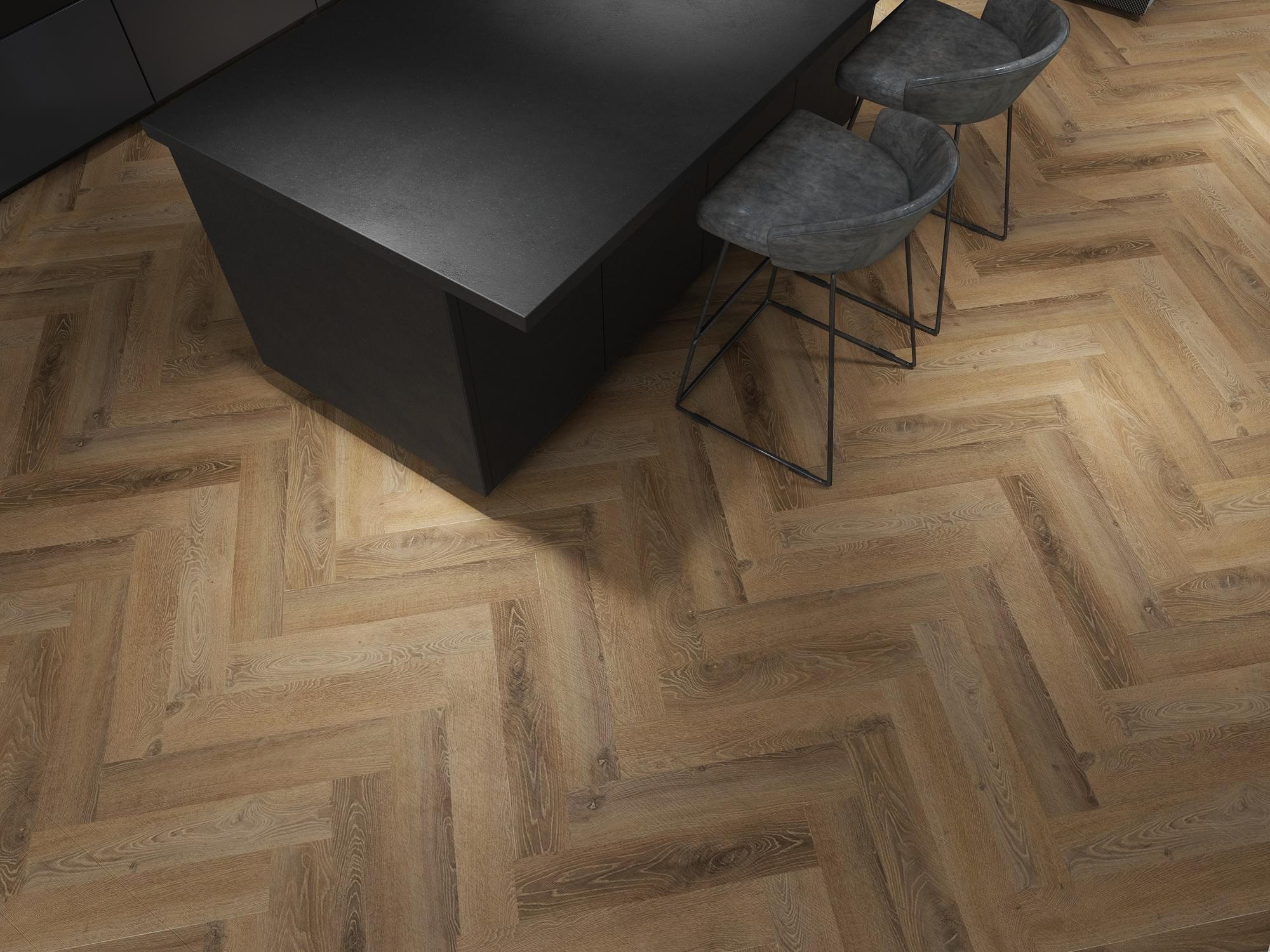 Herringbone Cognac Hybrid Flooring