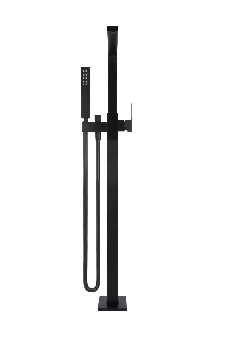 Meir Square Freestanding Bath Spout and Hand Shower - Matte Black