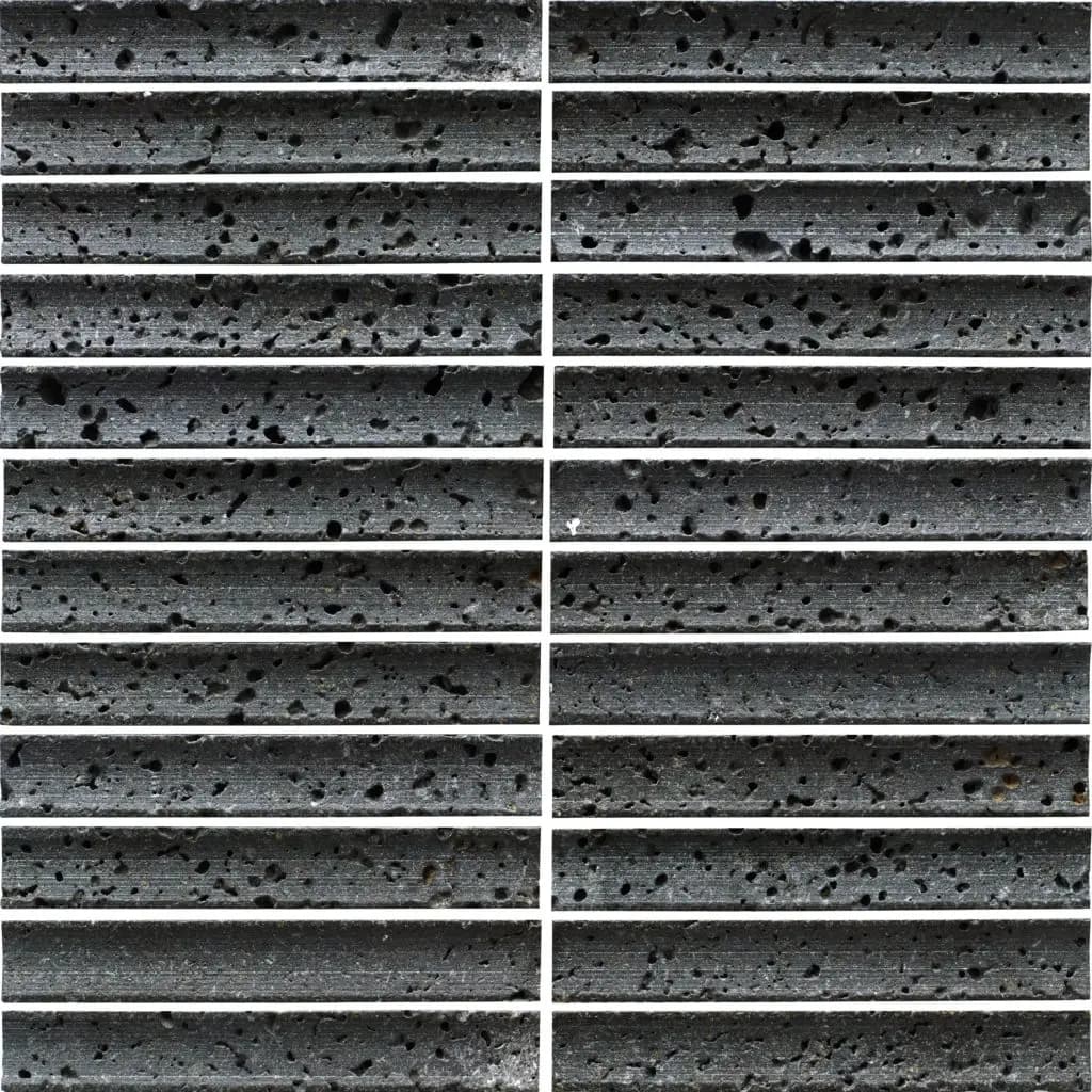 Elementa Travertine Black - 23x148mm Concave Mosaic Stone Tile — view 1