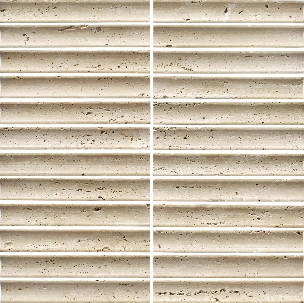Elementa Travertine Ivory - Concave Mosaic Stone Tile — view 1