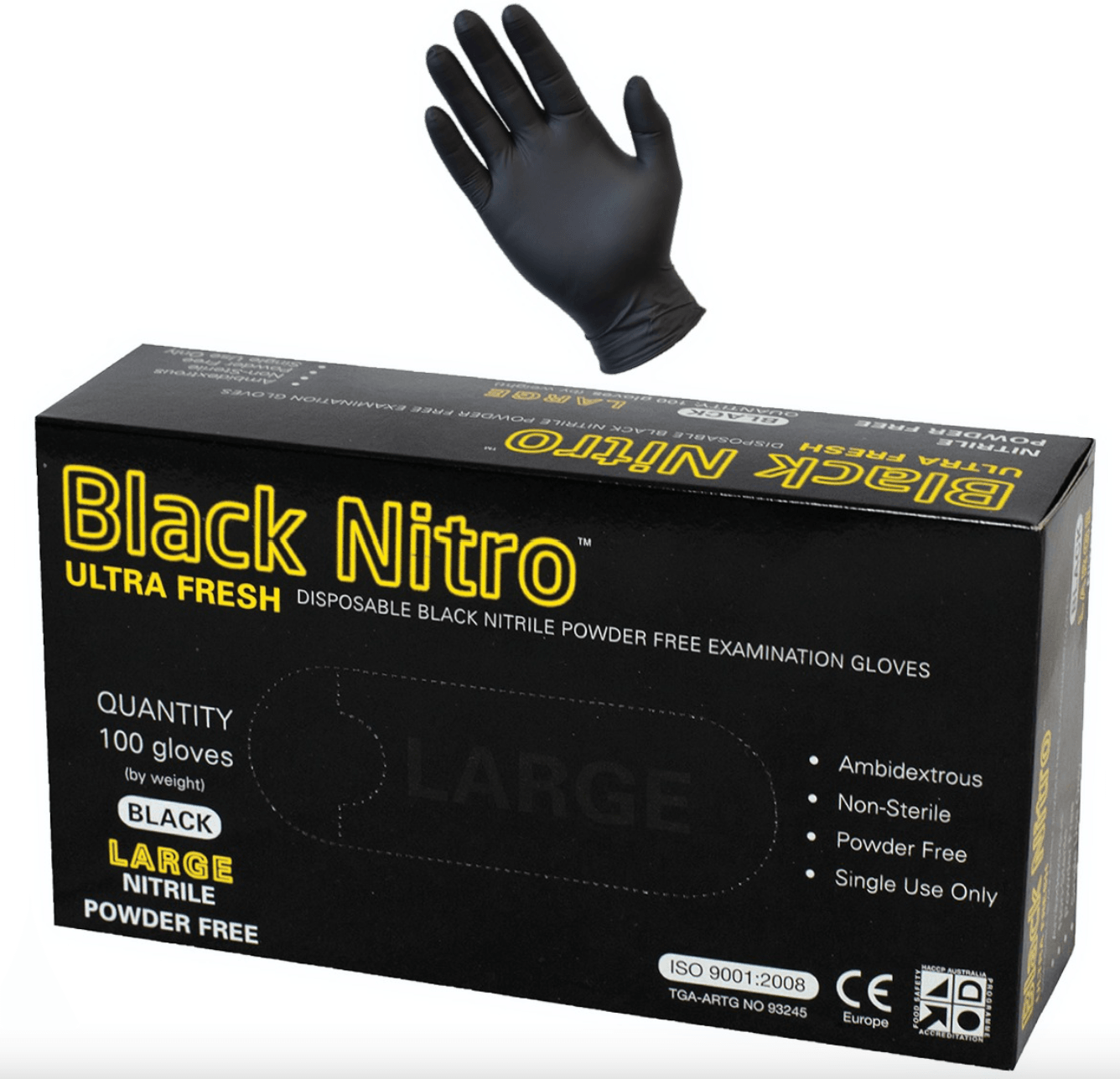 Disposable Gloves Black Nitrile Large — view 1
