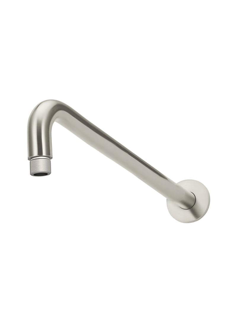 Round Wall Shower Curved Arm 400mm - PVD Brushed Nickel — view 1