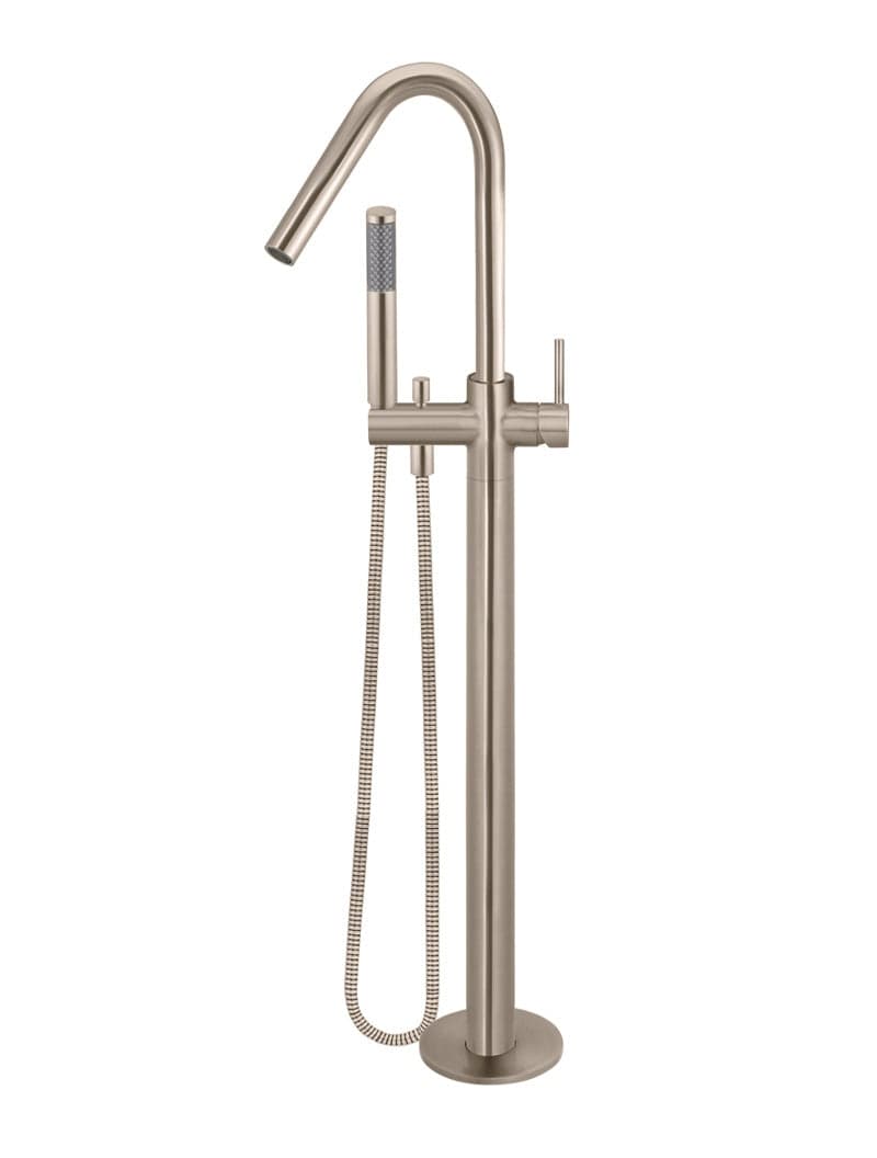 Round Freestanding Bath Spout and Hand Shower - Champagne — view 1