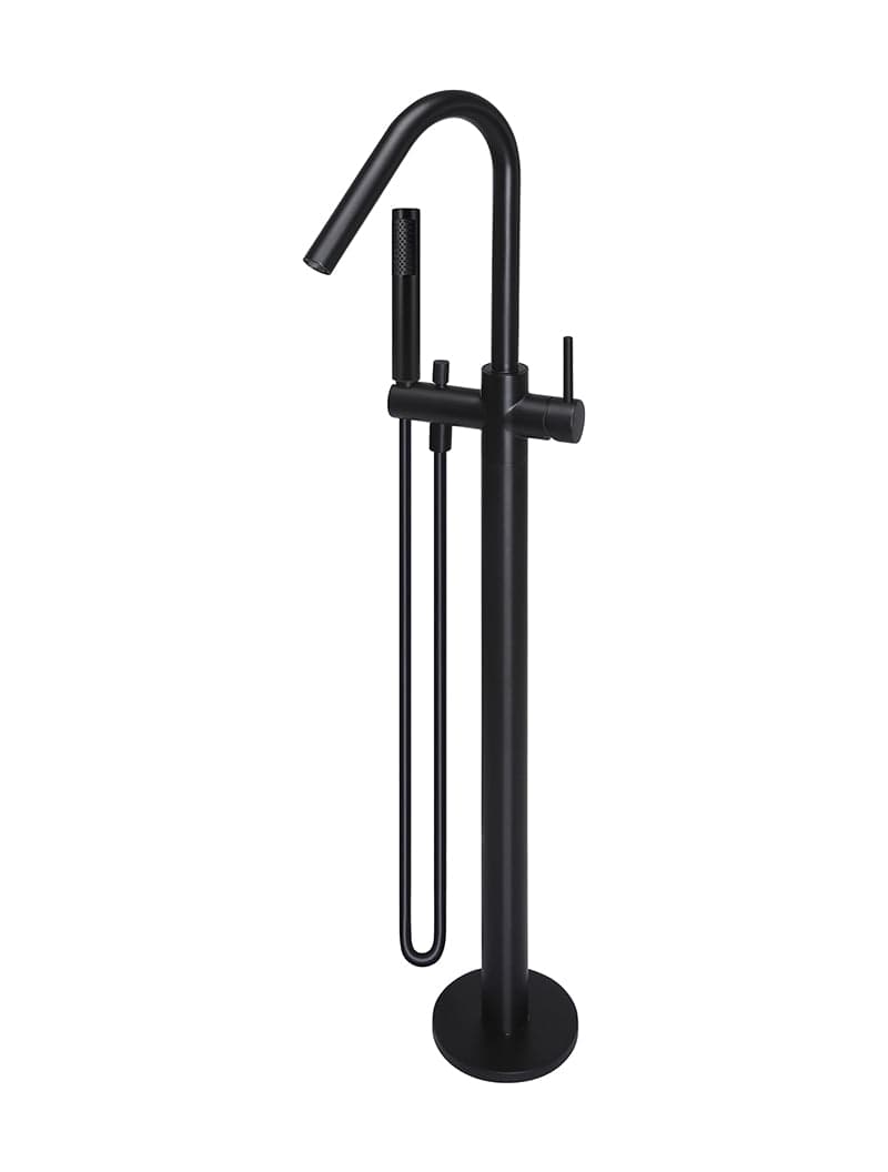 Round Paddle Freestanding Bath Spout and Hand Shower - Matte Black — view 1