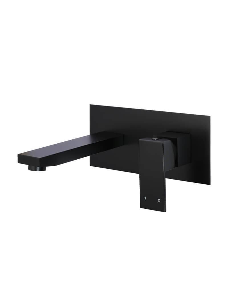 Square Wall Basin Mixer and Spout - Matte Black — view 1