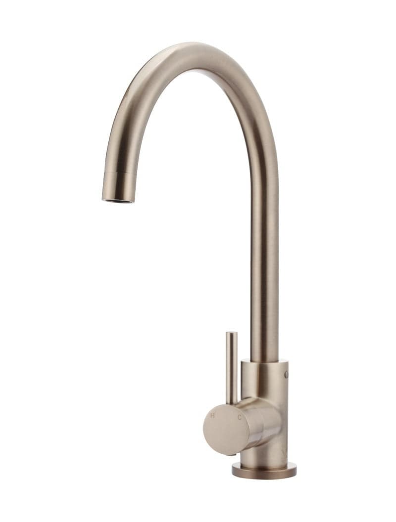 Round Gooseneck Kitchen Mixer Tap - Champagne — view 1