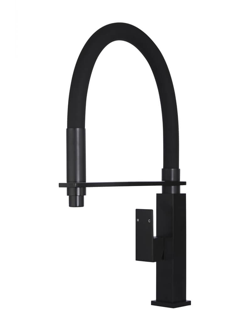 Square Flexible Kitchen Mixer Tap - Matte Black — view 1