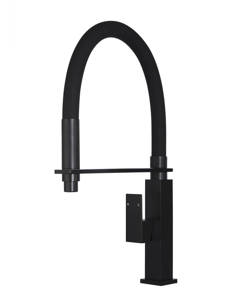 Square Flexible Kitchen Mixer Tap - Matte Black — view 1