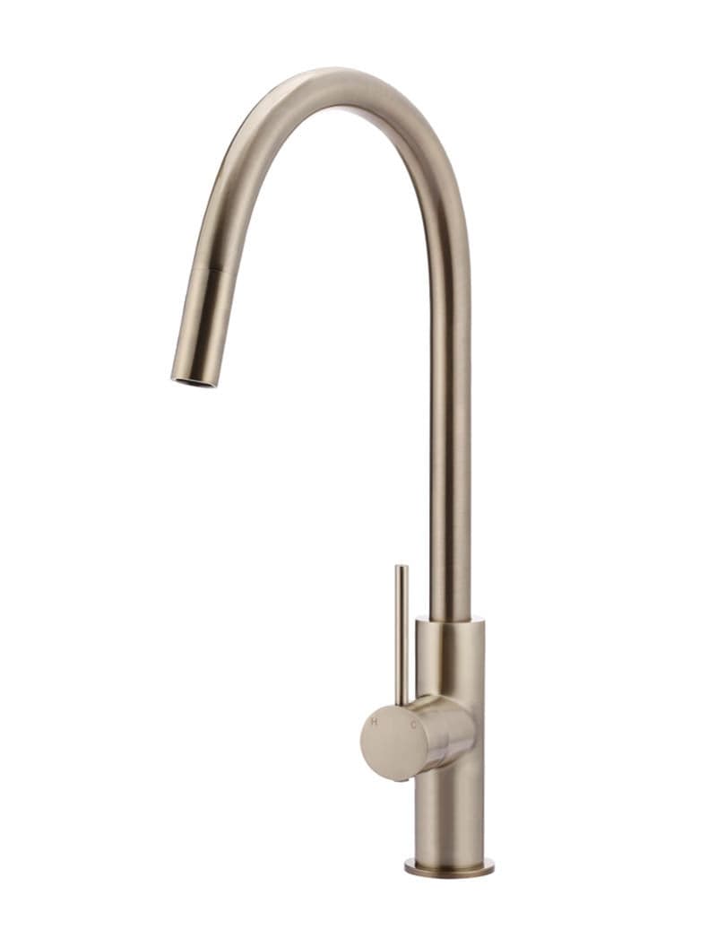 Round Piccola Pull Out Kitchen Mixer Tap - Champagne — view 1