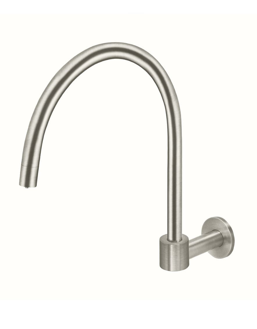 Round High-Rise Swivel Wall Spout - PVD Brushed Nickel — view 1