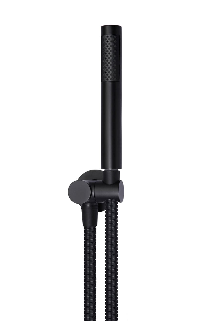 Round Shower on Swivel Bracket - Matte Black — view 1