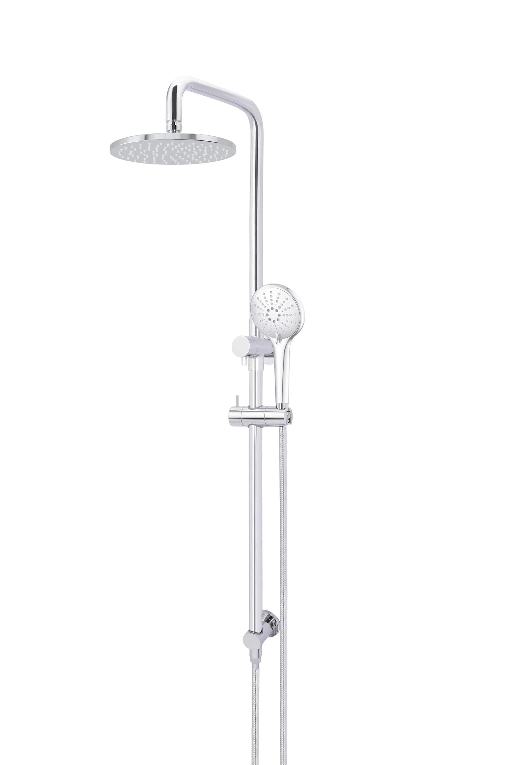 Round Combination Shower Rail, 200mm Rose, Three-Function Hand Shower - Polished Chrome — view 1