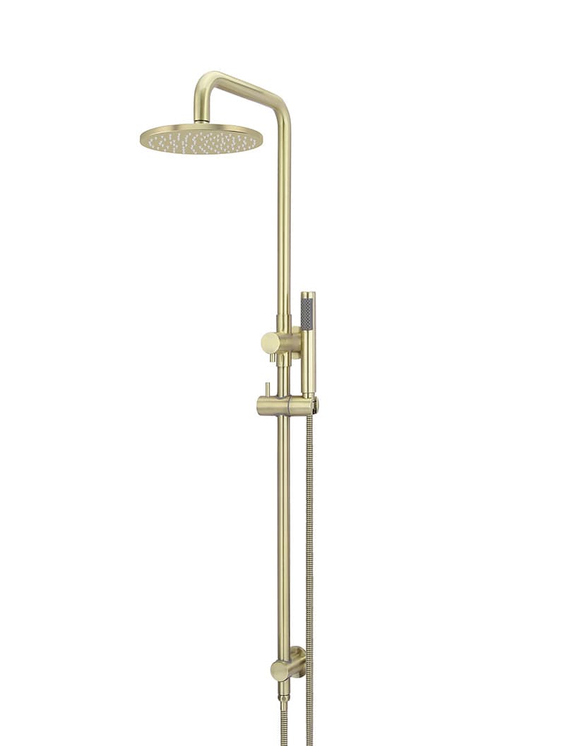 Round Combination Shower Rail, 200mm Rose, Single Function Hand Shower - PVD Tiger Bronze — view 1