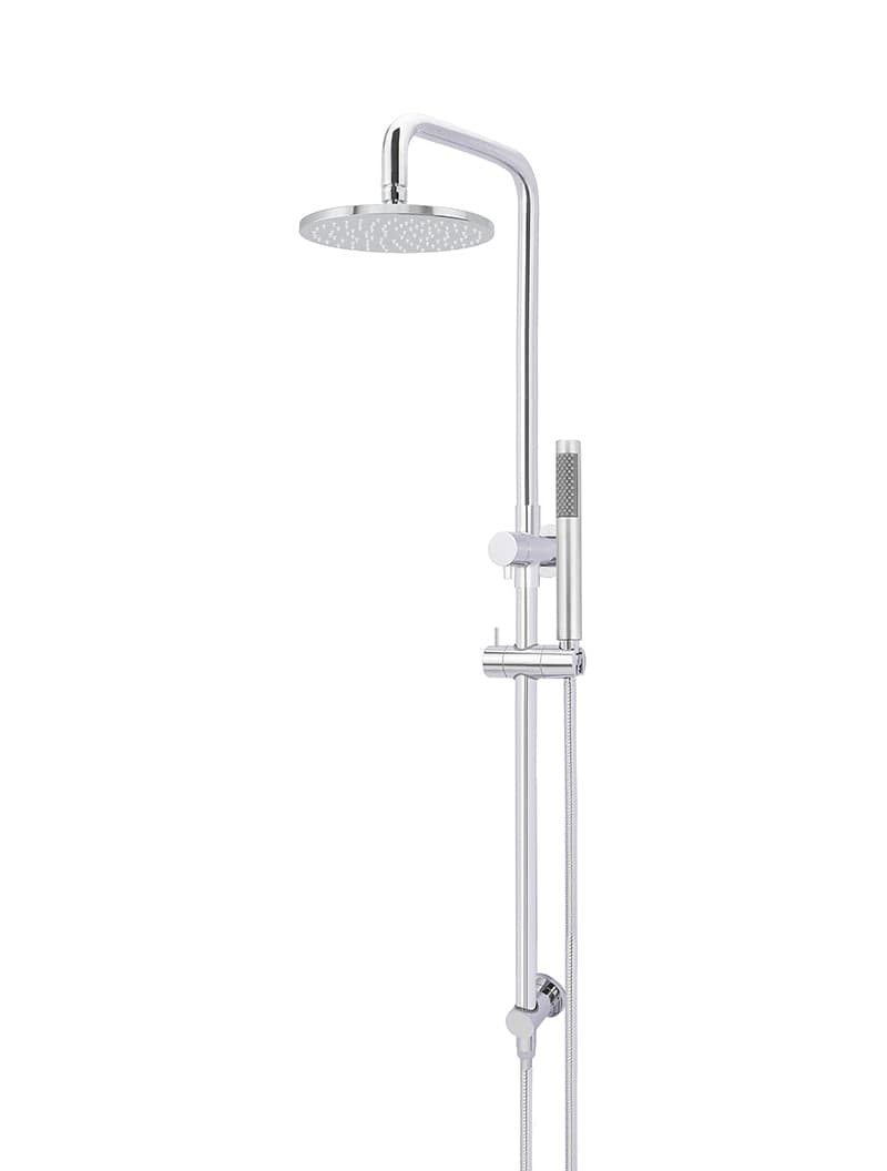 Round Combination Shower Rail, 200mm Rose, Single Function Hand Shower - Polished Chrome — view 1