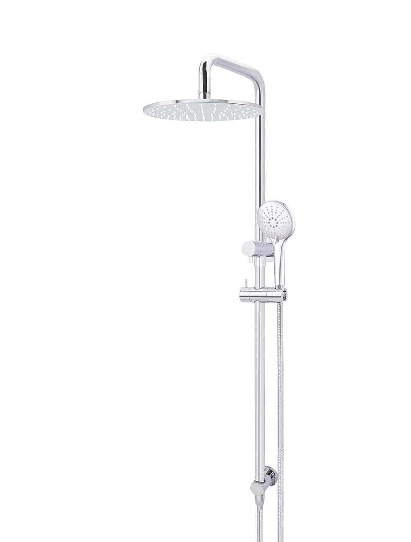 Round Combination Shower Rail 300mm Rose, Three Function Hand Shower - Polished Chrome — view 1