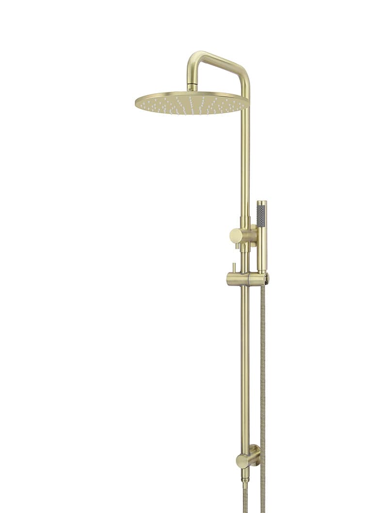 Round Combination Shower Rail, 300mm Rose, Single Function Hand Shower - PVD Tiger Bronze — view 1