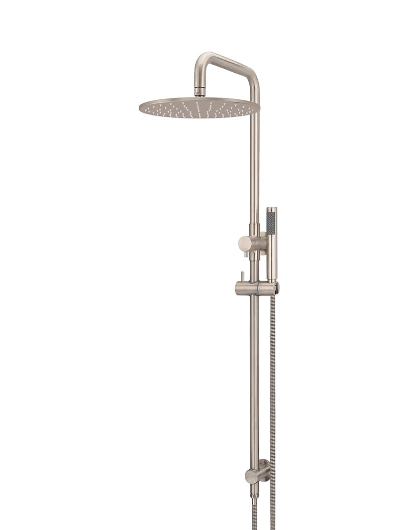 Round Combination Shower Rail, 300mm Rose, Single Function Hand Shower - Champagne — view 1
