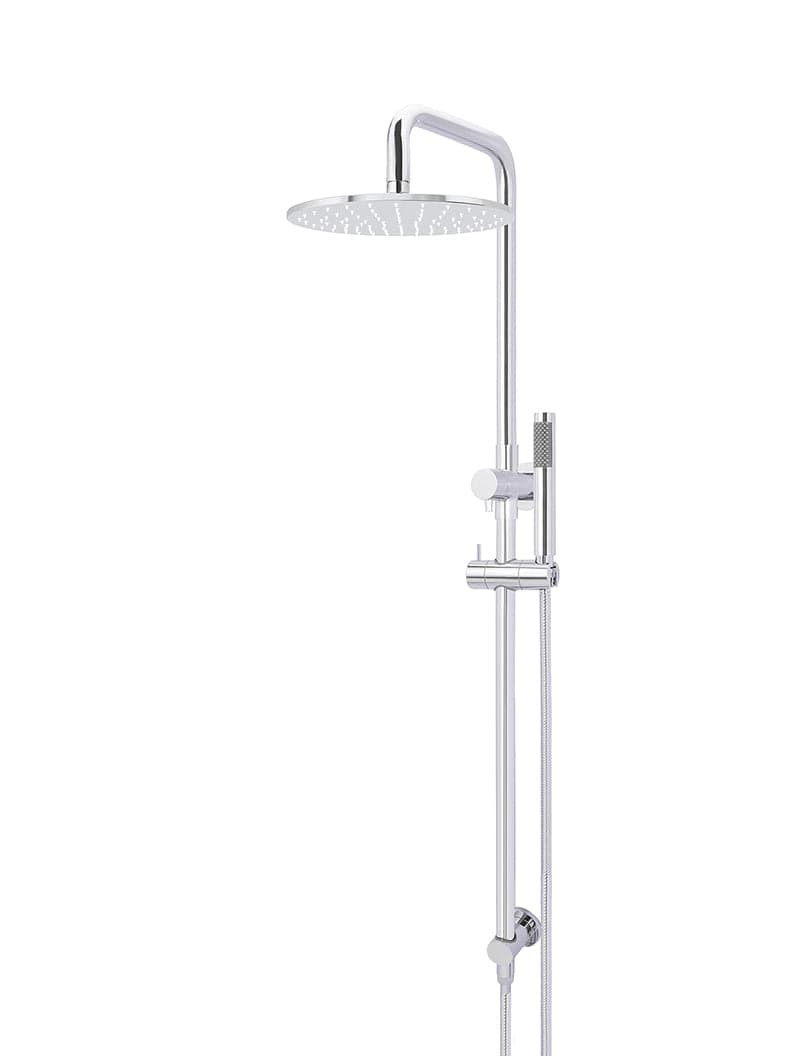 Round Combination Shower Rail, 300mm Rose, Single Function Hand Shower - Polished Chrome — view 1