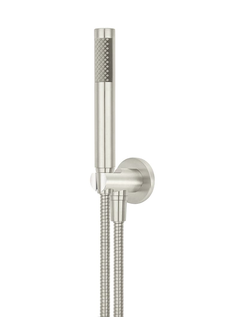 Round Hand Shower on Fixed Bracket - PVD Brushed Nickel — view 1
