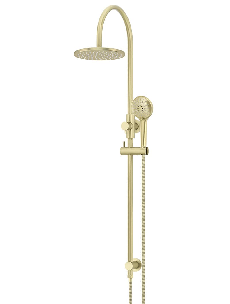 Round Gooseneck Shower Set with 200mm rose, Three-Function Hand Shower - PVD Tiger Bronze — view 1