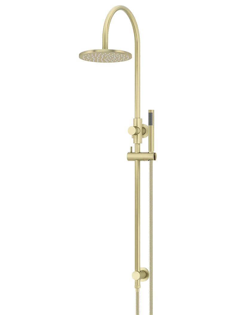 Round Gooseneck Shower Set with 200mm rose, Single-Function Hand Shower - PVD Tiger Bronze — view 1