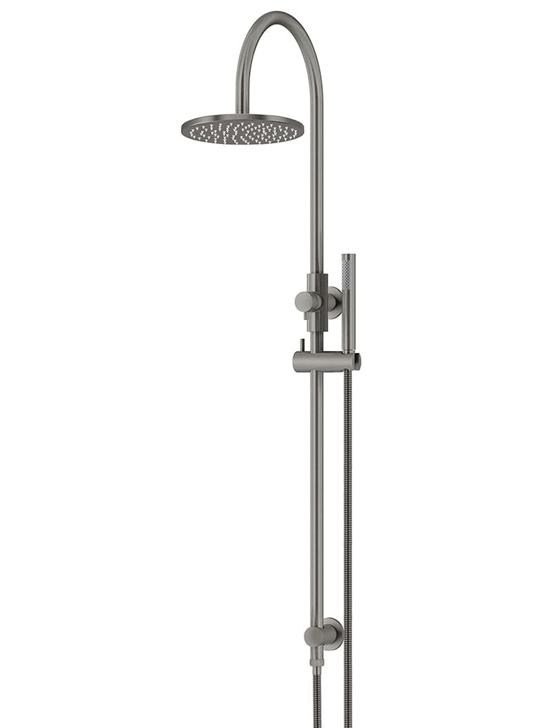 Round Gooseneck Shower Set with 200mm rose, Single-Function Hand Shower - Shadow Gunmetal — view 1