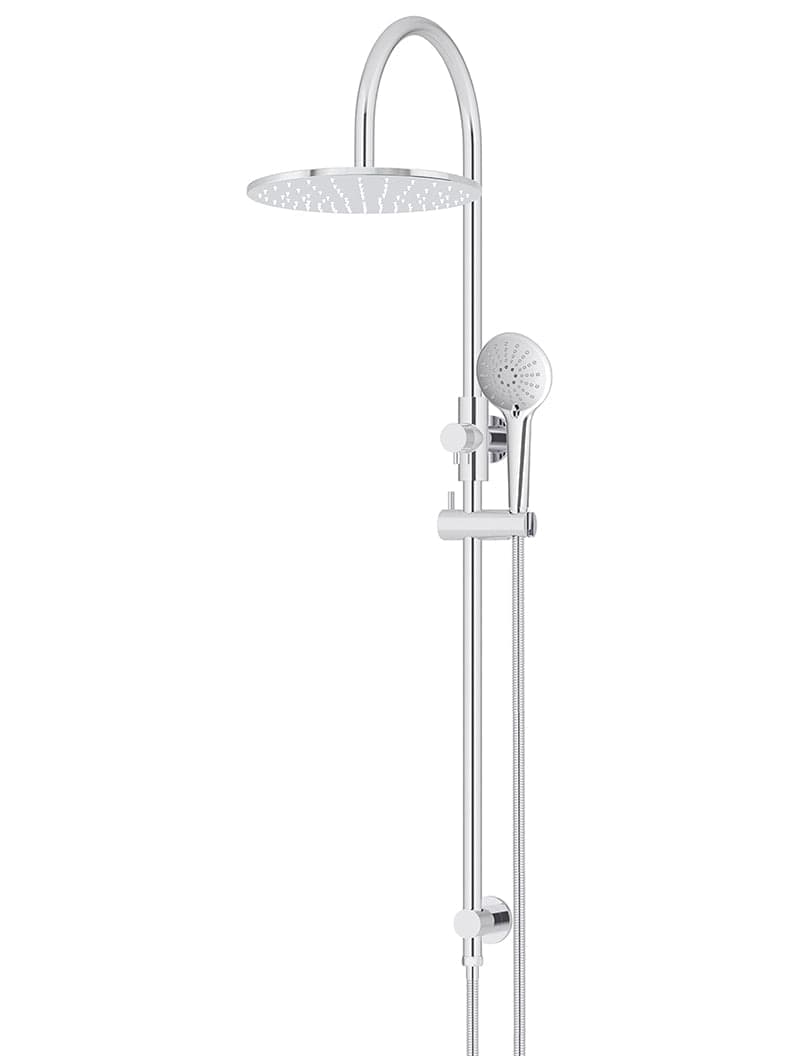 Round Gooseneck Shower Set with 300mm rose, Three-Function Hand Shower - Polished Chrome — view 1
