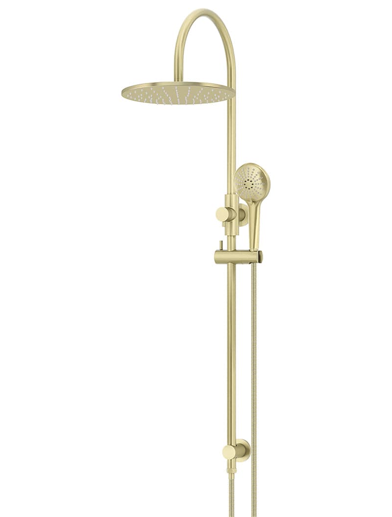 Round Gooseneck Shower Set with 300mm rose, Three-Function Hand Shower - PVD Tiger Bronze — view 1