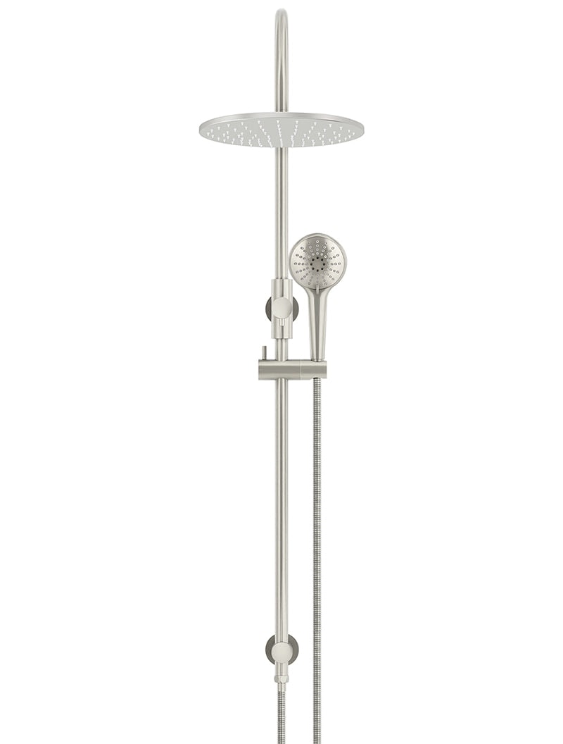 Meir Round Combination Shower Rail, Rose Head, Three-Function Hand Shower