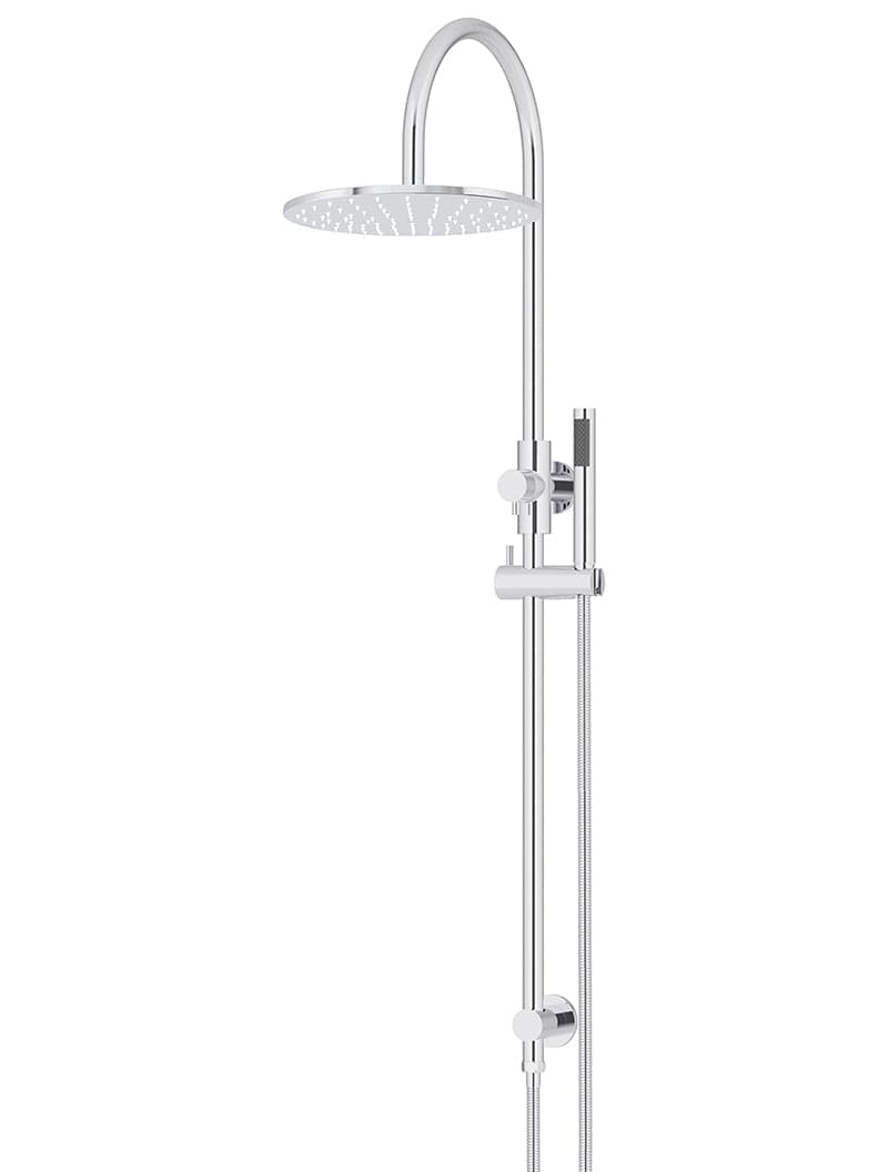 Round Gooseneck Shower Set with 300mm rose, Single-Function Hand Shower - Polished Chrome — view 1