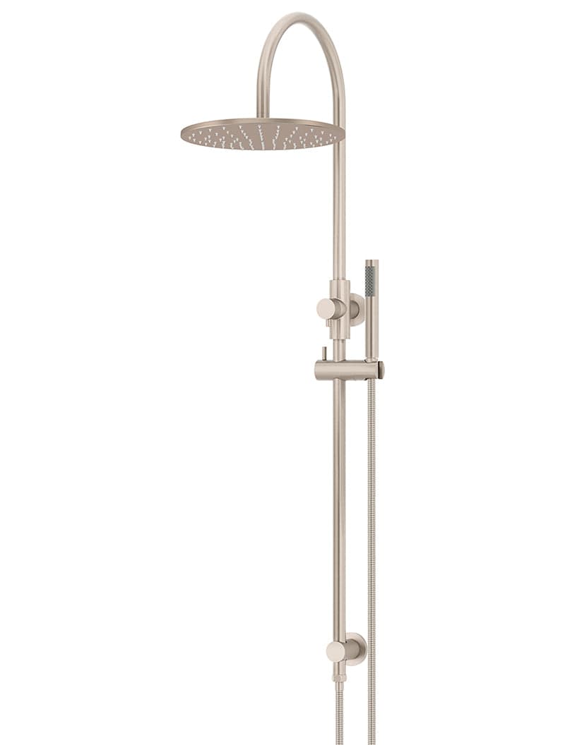 Round Gooseneck Shower Set with 300mm rose, Single-Function Hand Shower - Champagne — view 1