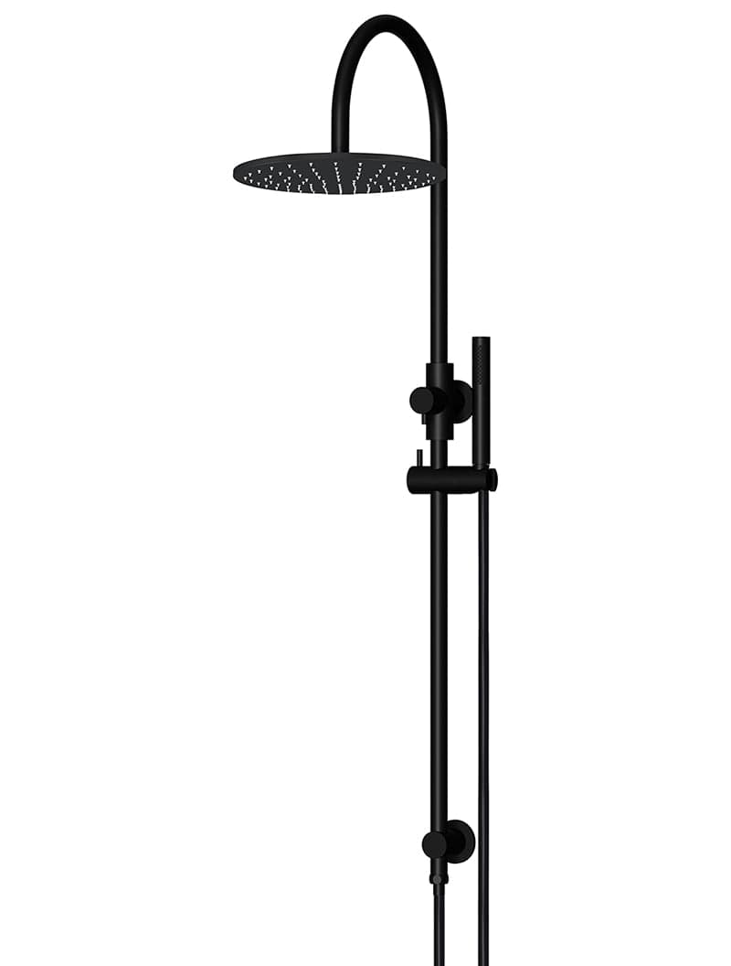 Round Gooseneck Shower Set with 300mm rose, Single-Function Hand Shower - Matte Black — view 1