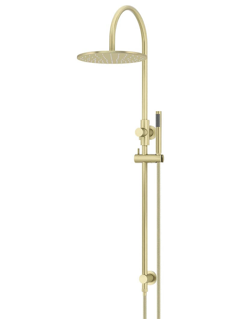 Round Gooseneck Shower Set with 300mm rose, Single-Function Hand Shower - PVD Tiger Bronze — view 1
