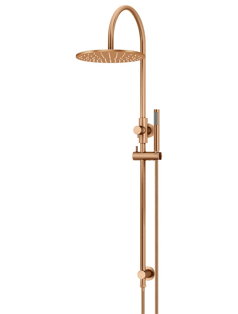 Round Gooseneck Shower Set with 300mm rose, Single-Function Hand Shower - Lustre Bronze — view 1