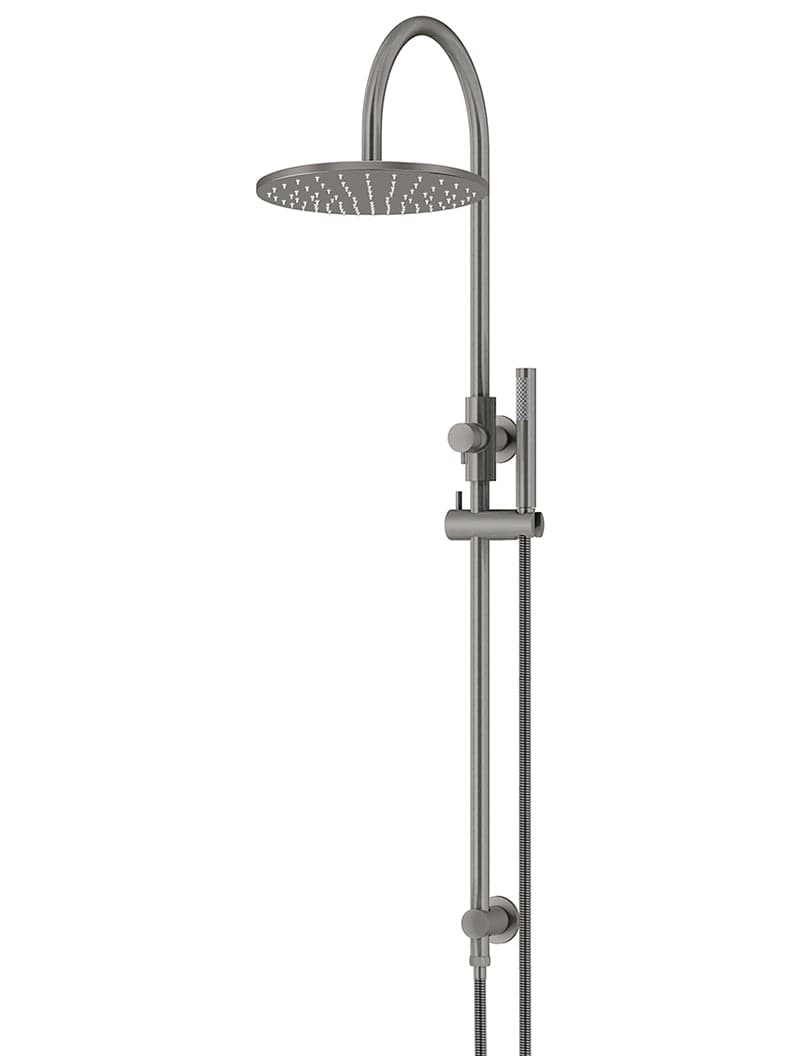 Round Gooseneck Shower Set with 300mm rose, Single-Function Hand Shower - Shadow Gunmetal — view 1