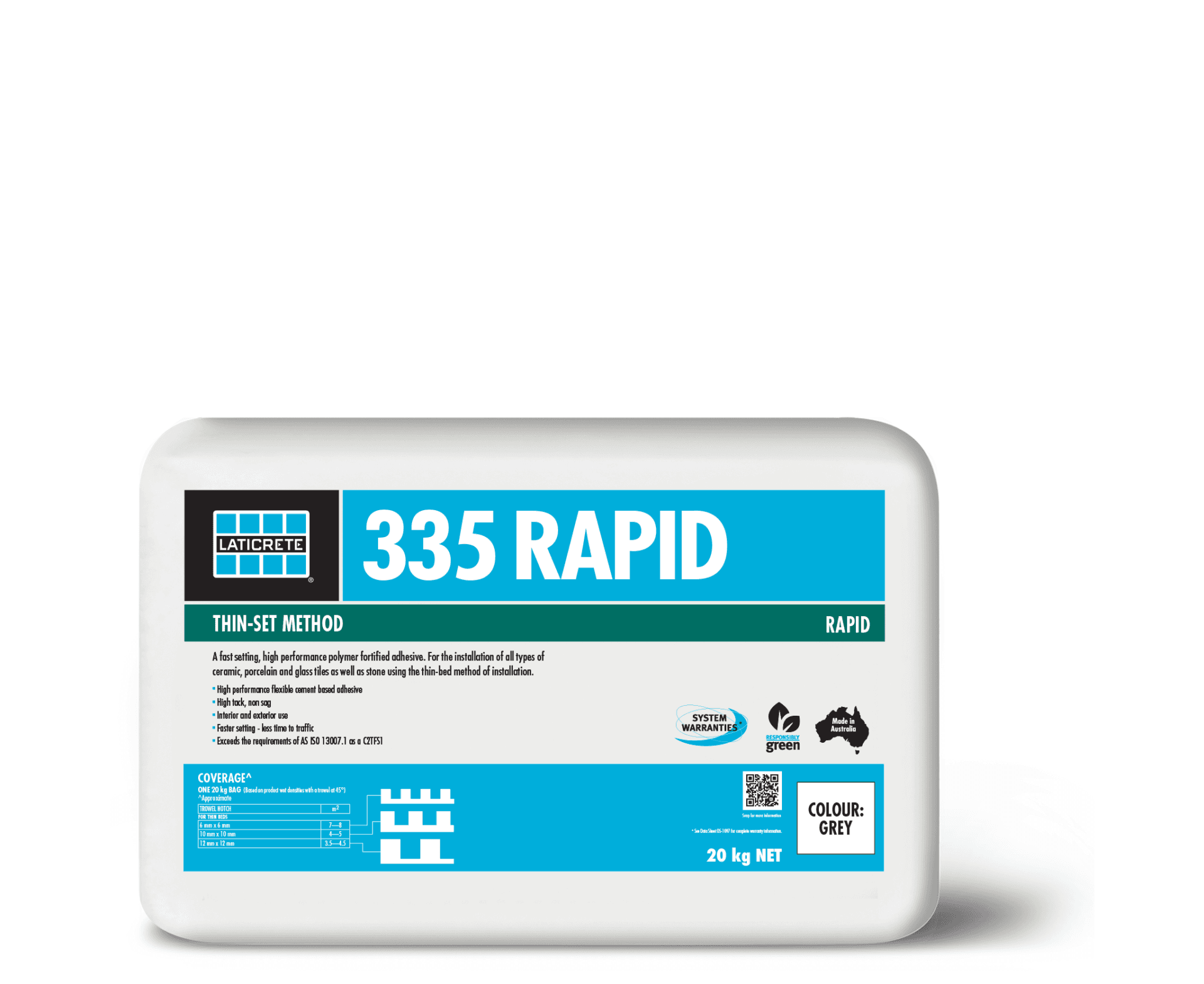 Laticrete Multipurpose Adhesive 335 Rapid White 20kg — view 1