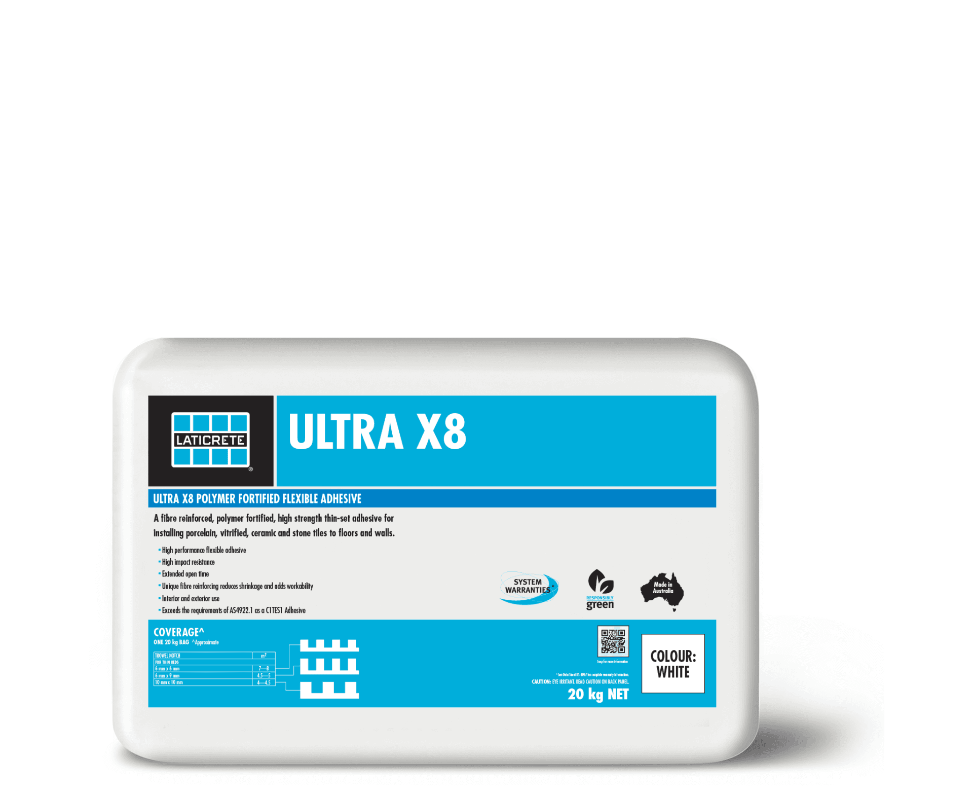 Laticrete Multipurpose Adhesive UltraX8 White 20kg — view 1