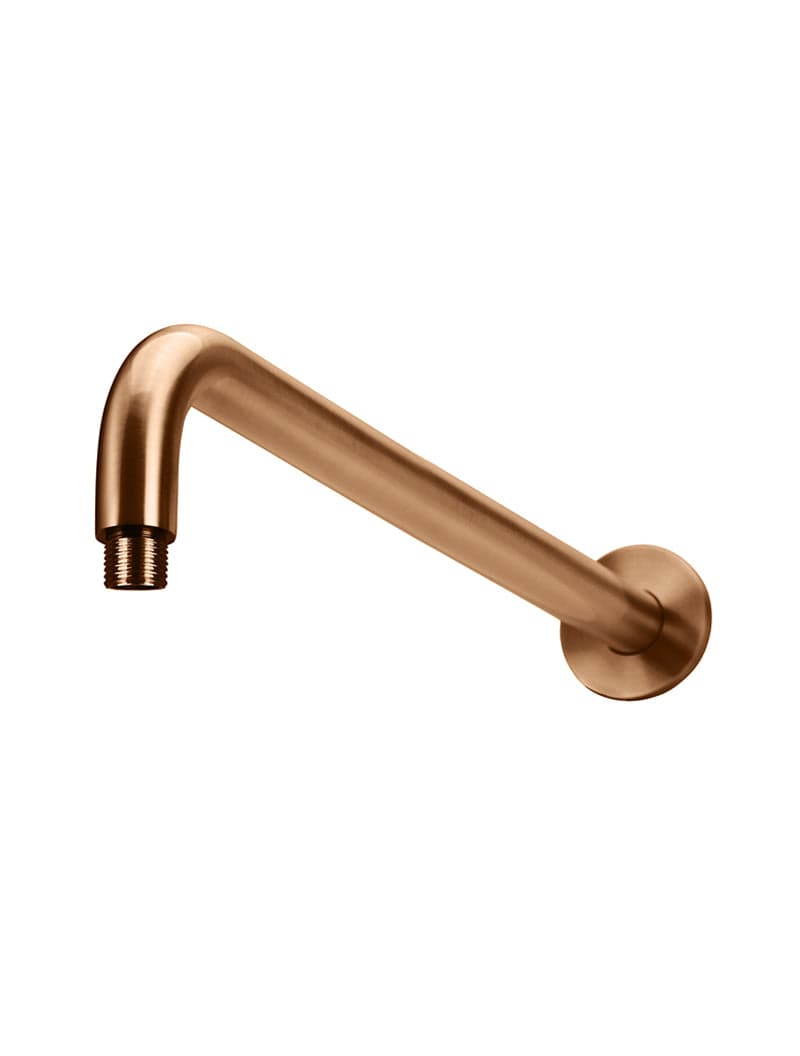 Round Wall Shower Curved Arm 400mm - Lustre Bronze — view 1